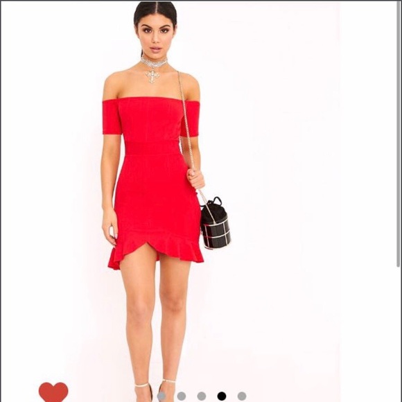 PrettyLittleThing Bardot Frill Dress - Picture 2 of 4